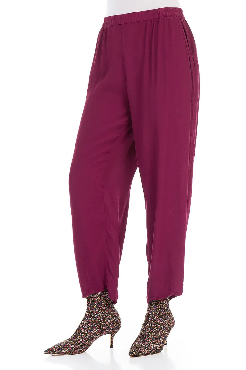 Comfort Waist Tapered Claret Viscose Trousers