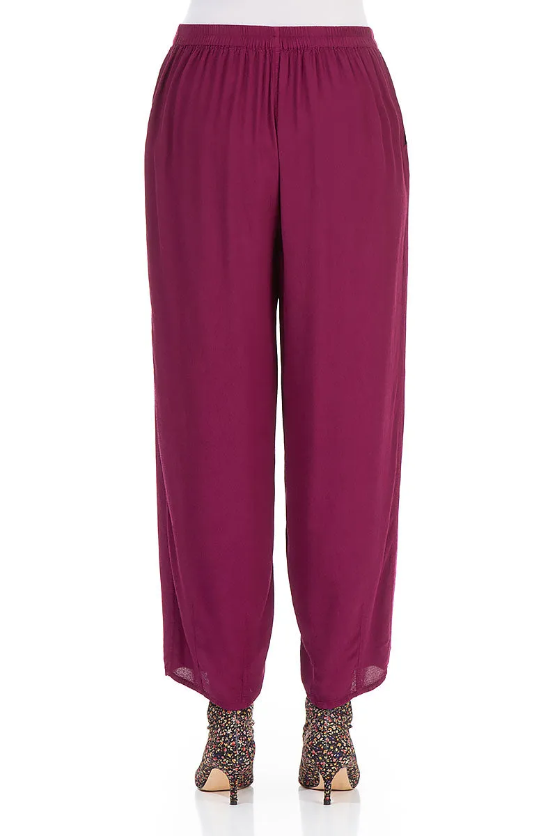 Elastic Cuff Tapered Claret Viscose Trousers