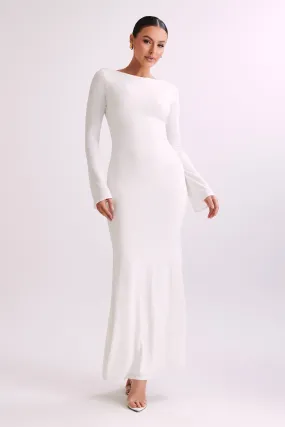 Fashionable Cut Tarna Slinky Fishtail Maxi Dress - Ivory