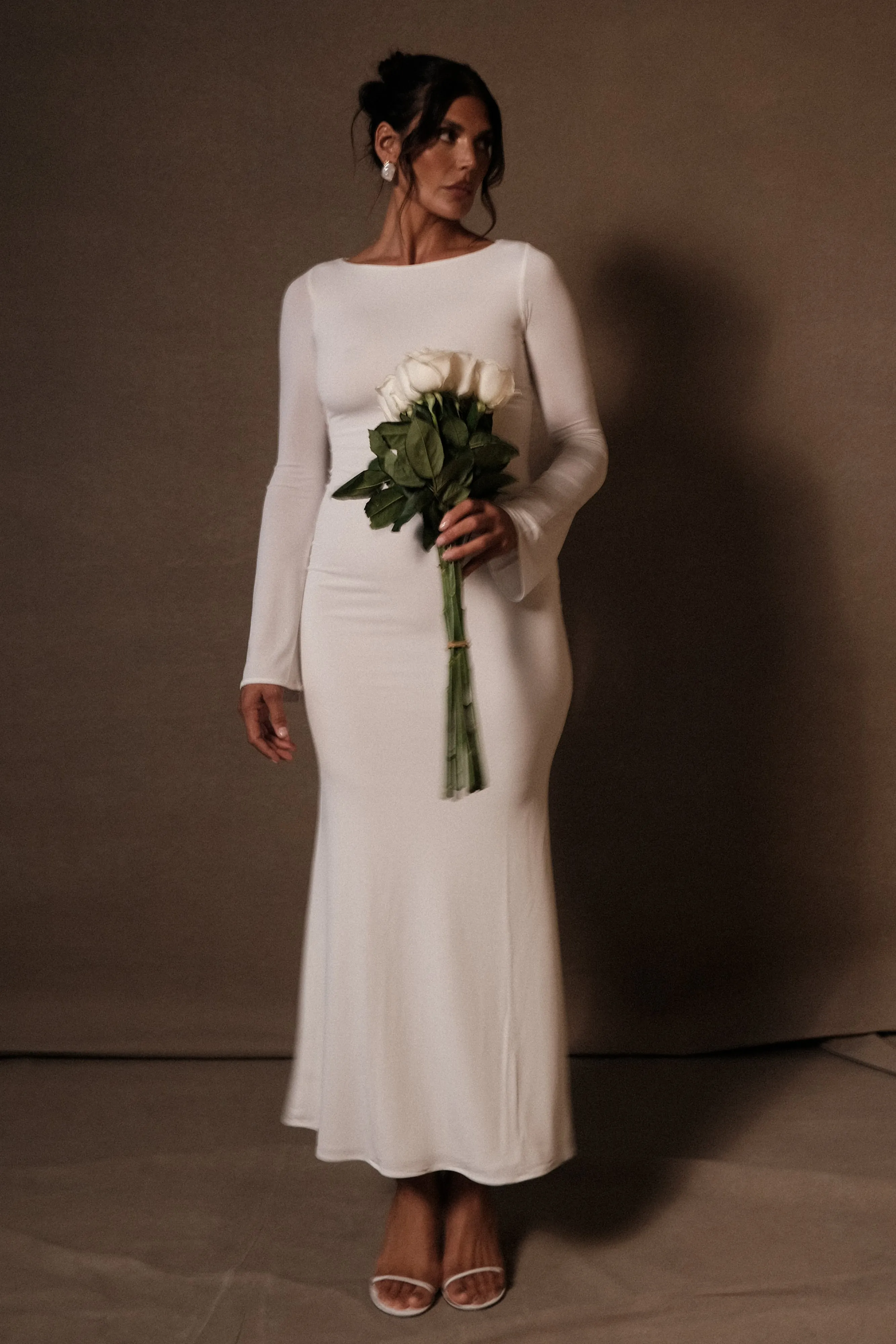 Tarna Slinky Fishtail Maxi Dress - Ivory Chill Vibes