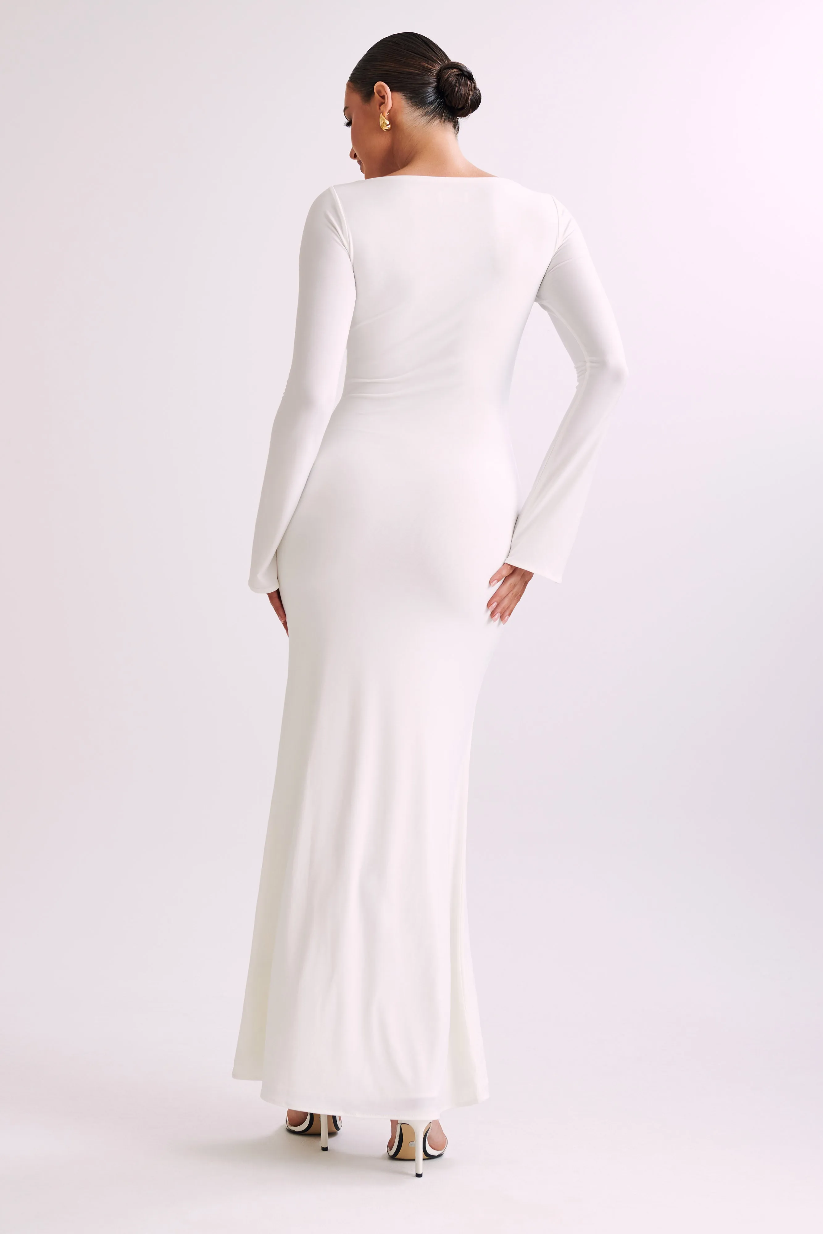 Tarna Slinky Fishtail Maxi Dress - Ivory Natural Layers