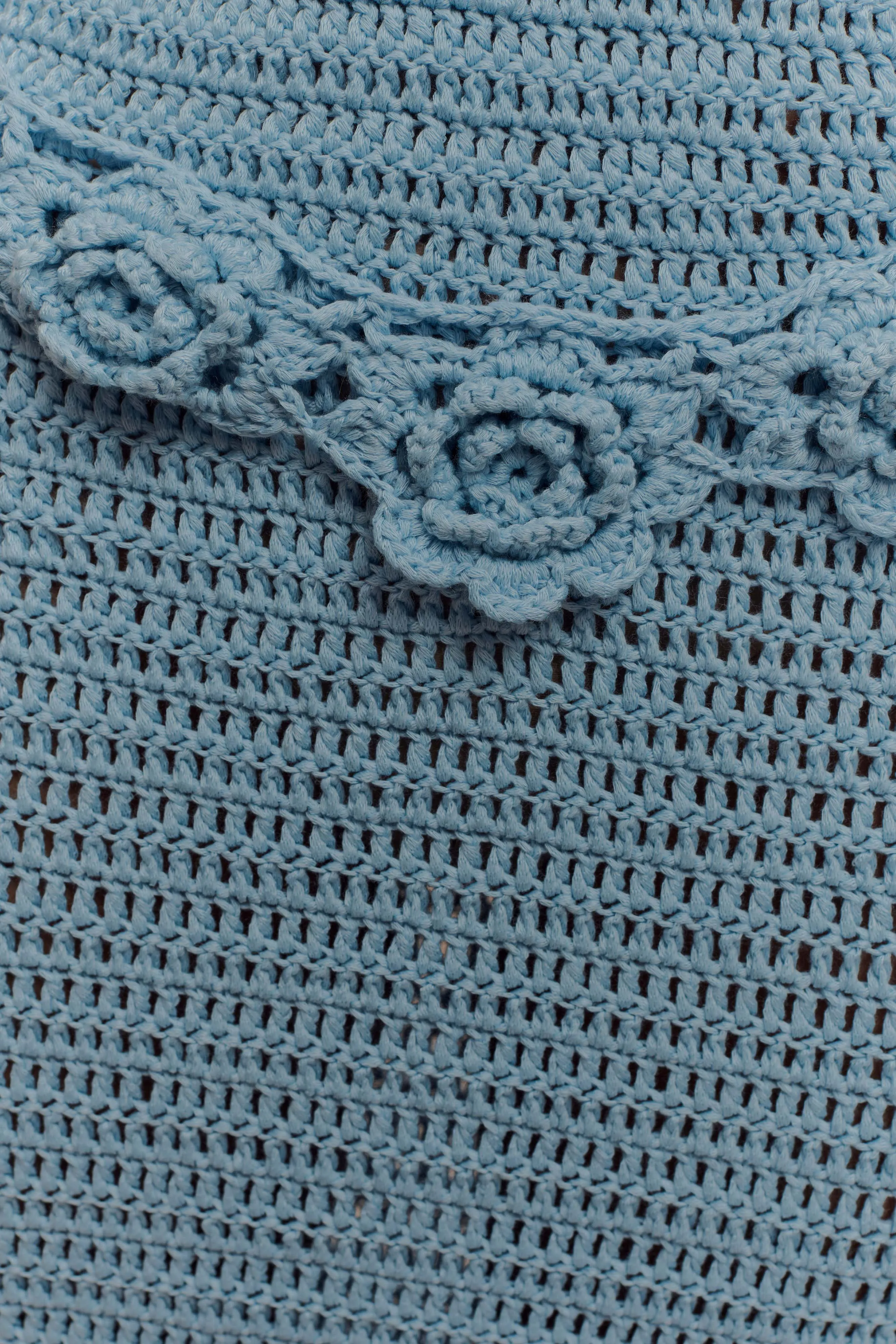 Teagan Floral Hand Crochet Midi Dress - Blue Cool Look Soft Touch