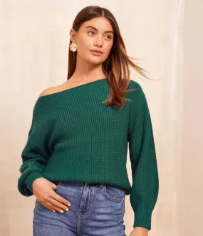 All Season Knit Casual Vibe Teal Boat Neck Knitted Jumper