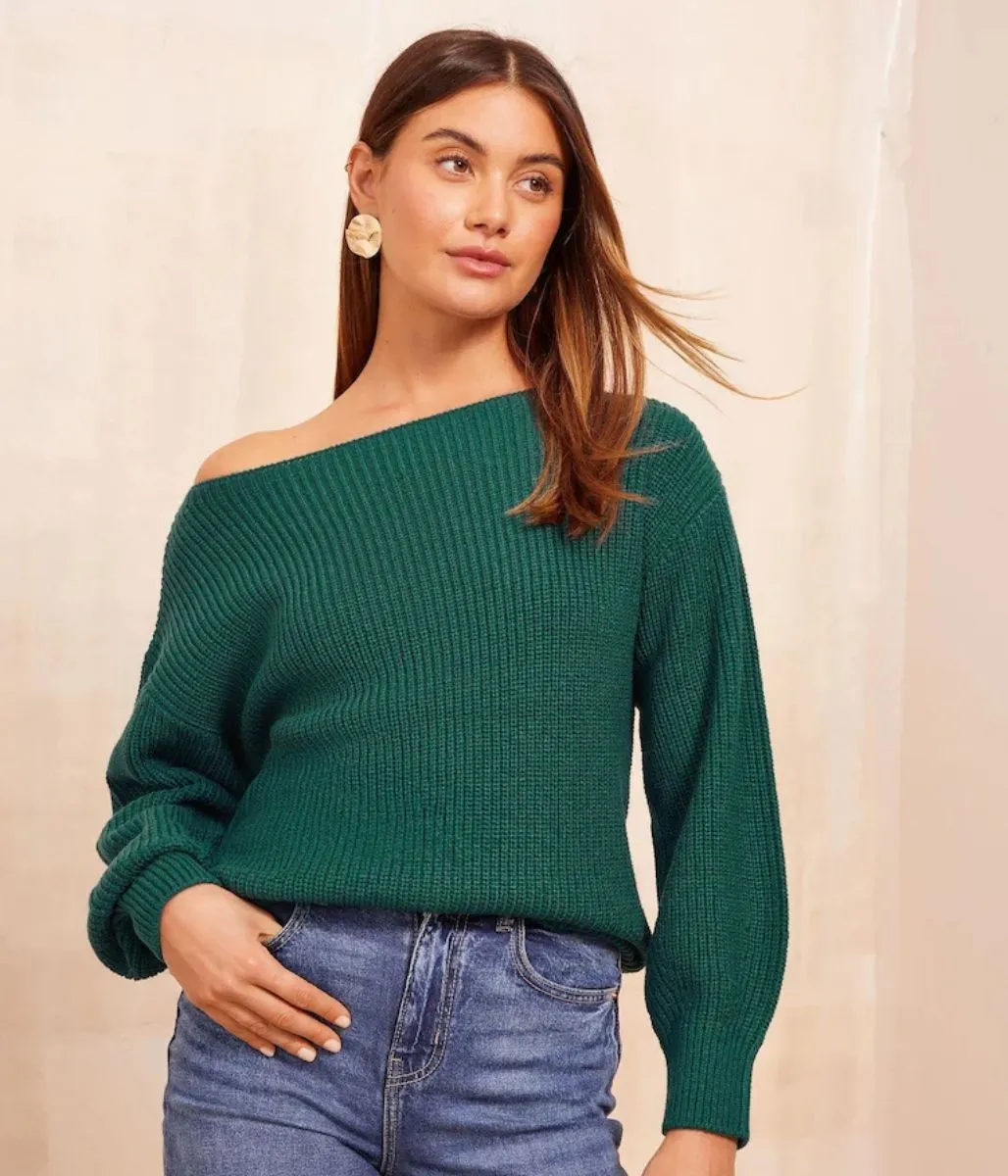 All Season Knit Casual Vibe Teal Boat Neck Knitted Jumper