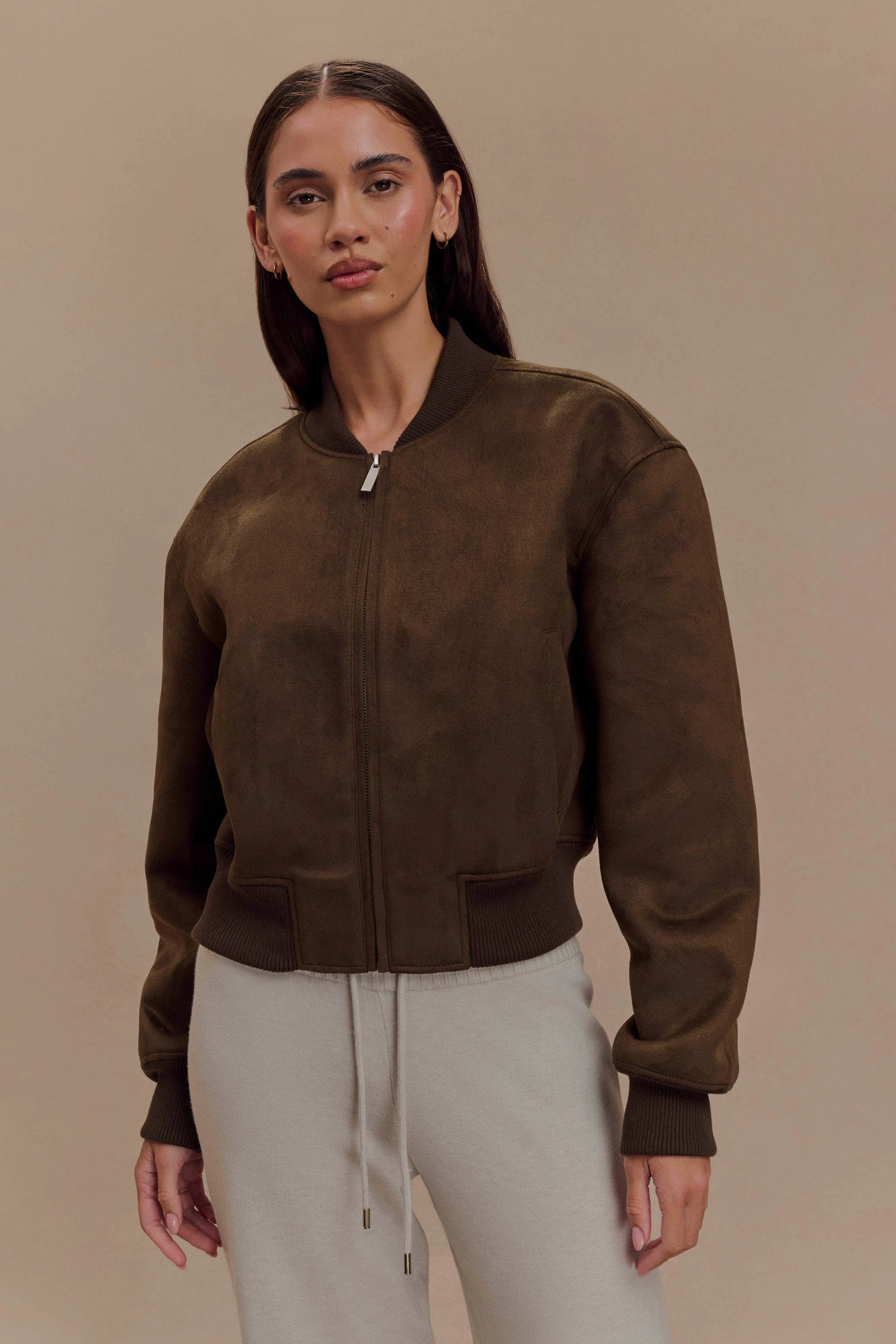 Rudy Suede Bomber Jacket - Chocolate Tech Use Winter Outerwear
