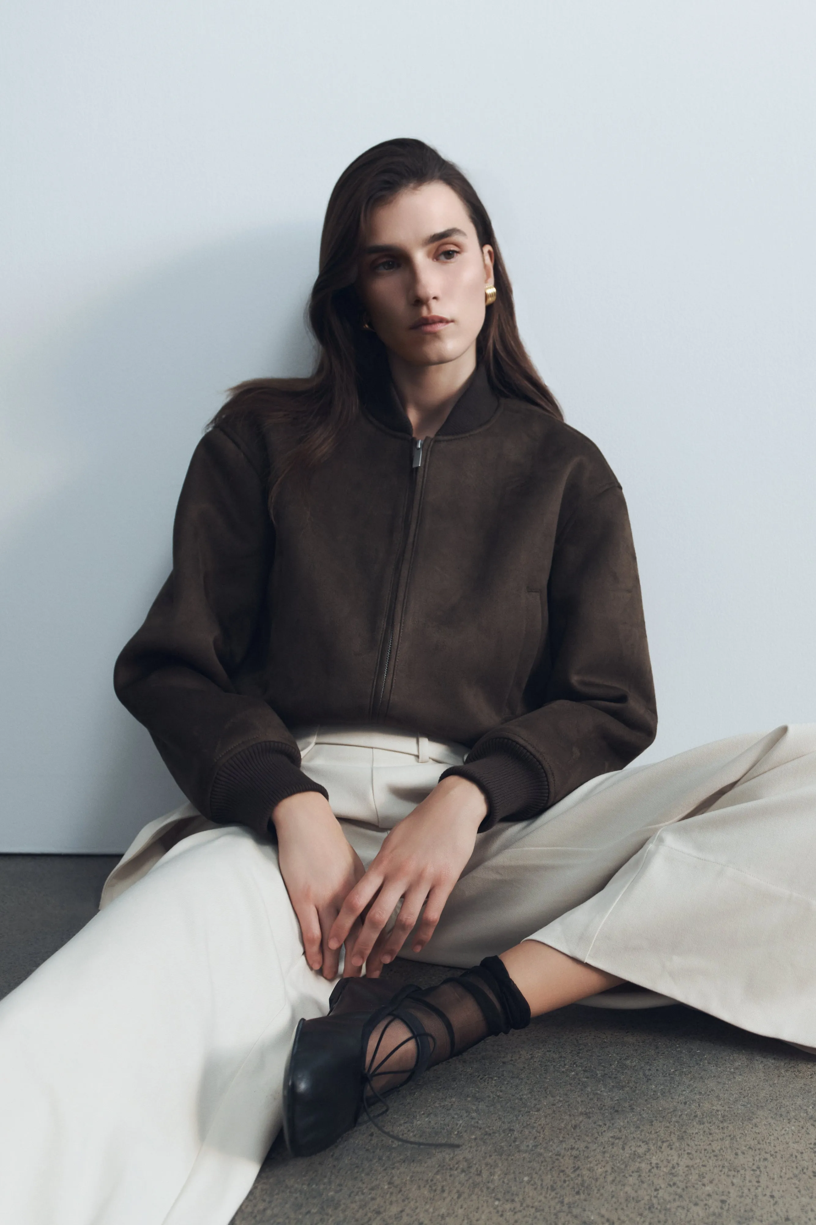 Rudy Suede Bomber Jacket - Chocolate NonChafing Seam Placement