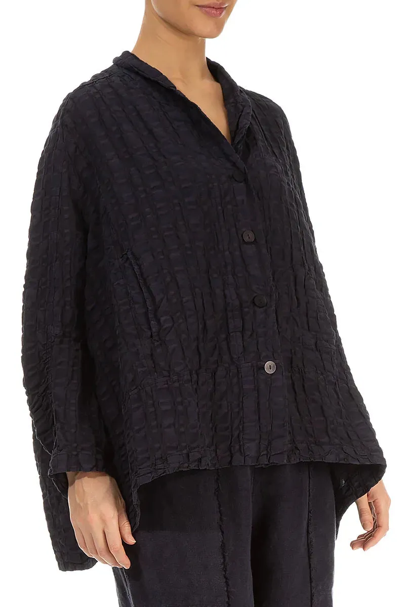 Tear Resistant Knit Abrasion Resistant Panels Black Checkered Linen Cotton Jacket