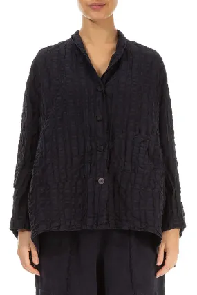 Hypoallergenic Fabric Blend Black Checkered Linen Cotton Jacket