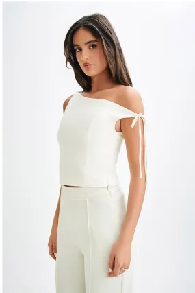 Ramsey Suiting Off Shoulder Top - Ivory Colorfast Dye Method Fashionable Fit