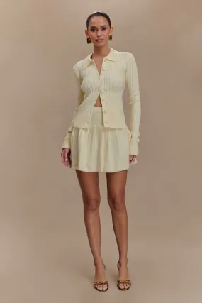 Double Stitched Seams Erin Long Sleeve Button Cardigan - Ivory Marle
