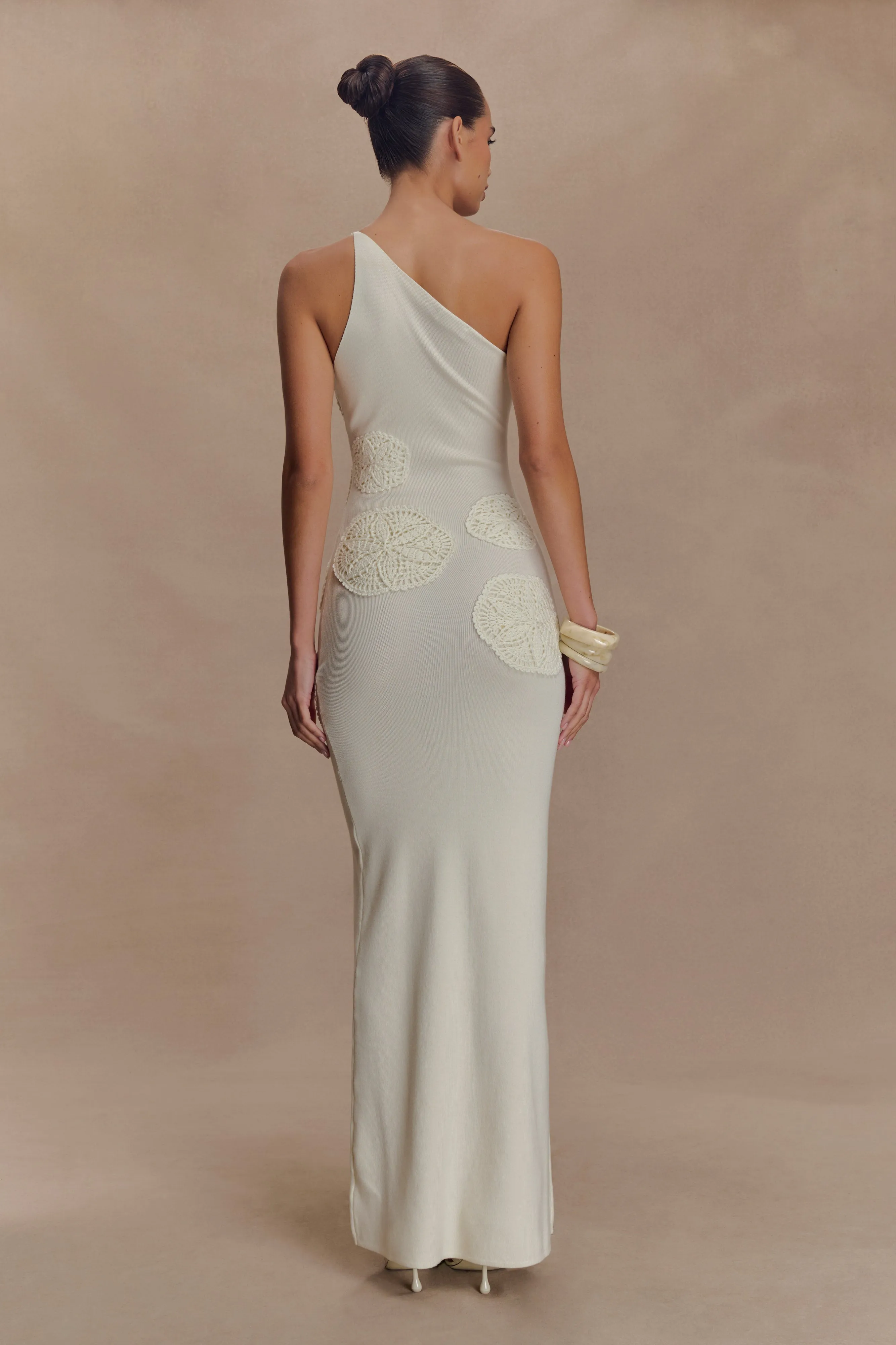 Teneika Crochet Knit Maxi Dress - Ivory Flattering Fit Wear Cute Glow
