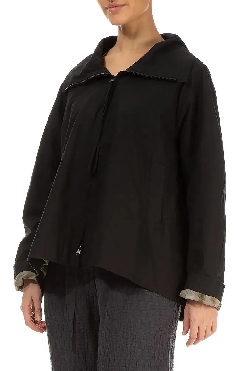 Comfortable Fabric Terra Lined Black Cotton Jacket