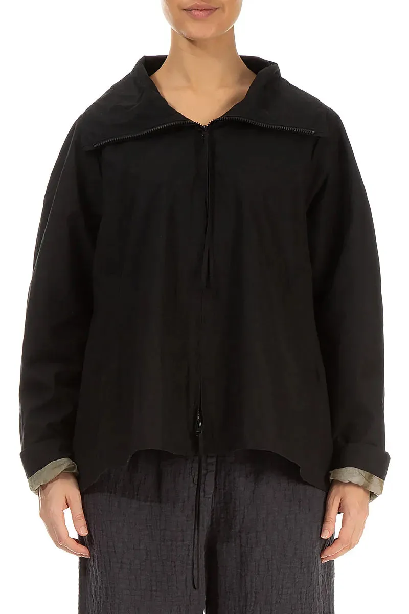 Terra Lined Black Cotton Jacket UV Protection ScratchResistant Zippers