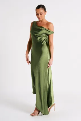 Trendy Wearable Yvette Slip Maxi Dress With Asymmetrical Hem - Emerald