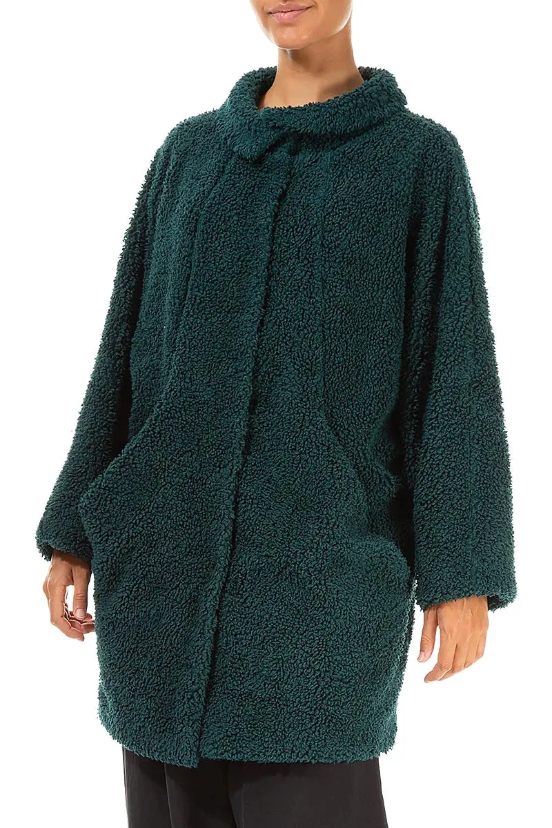 Thick Insulation Quilted Pattern Peacock Teddy Cotton Coat