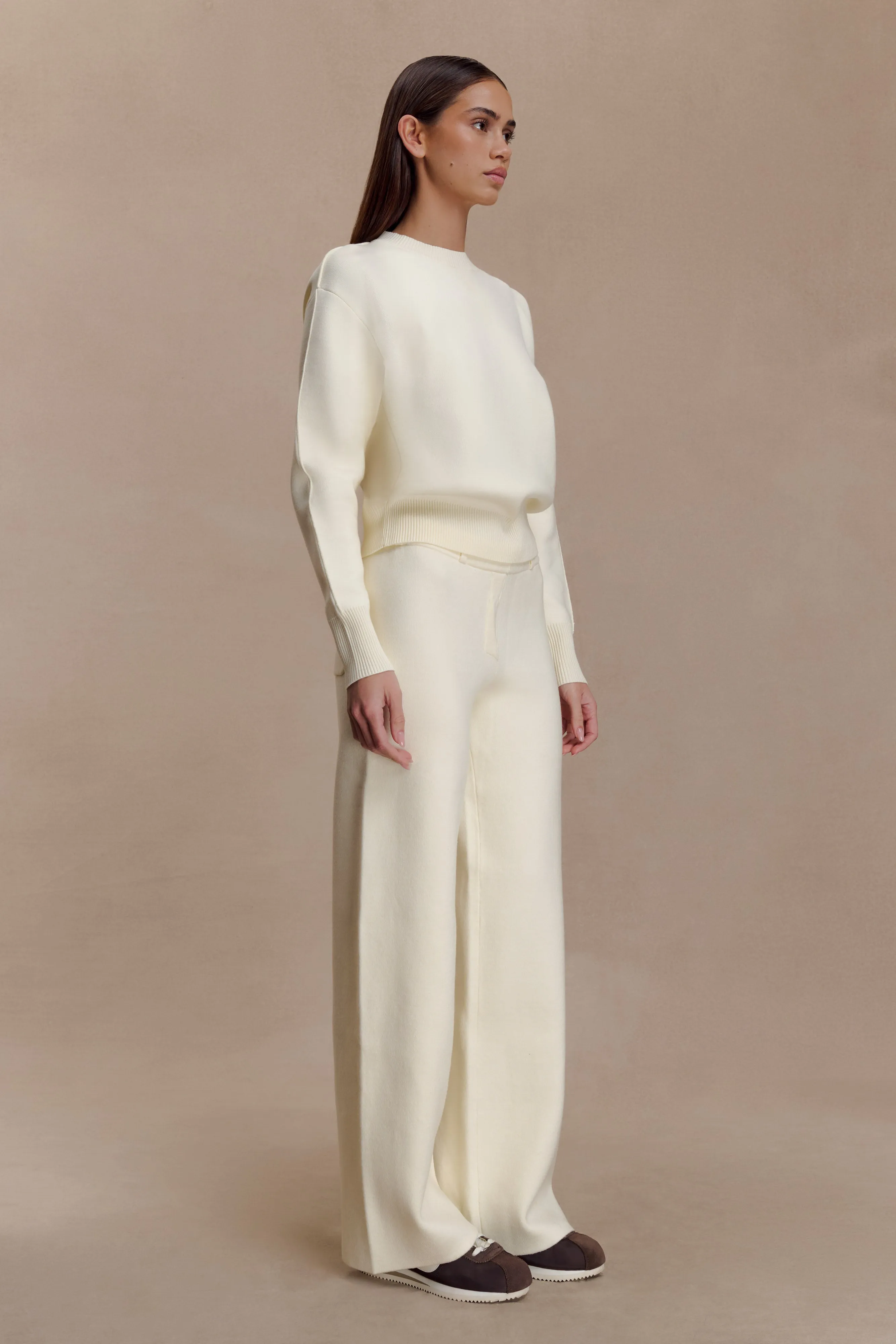 Braxton Cozy Knit Jumper - Ivory Minimal Daily Fit Recycled Textile