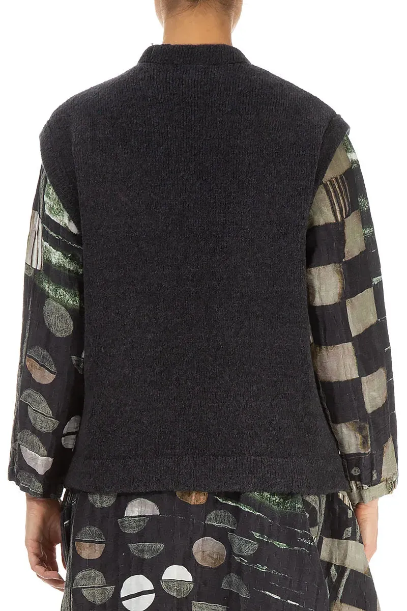 Hidden Zipper Weather Smart Look Three Pockets Dark Grey Wool Gilet