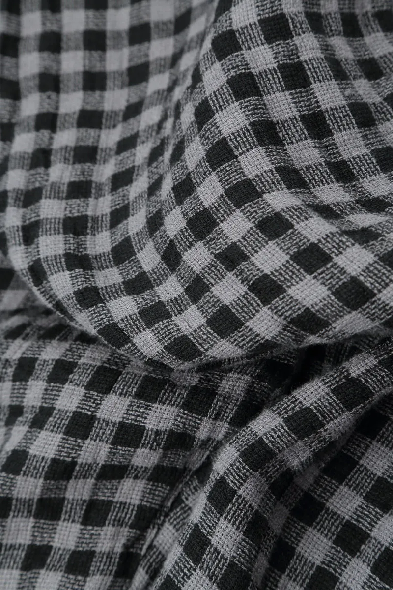 Tie Up Grey Check Linen Trousers Seamless Technology Comfy Ease