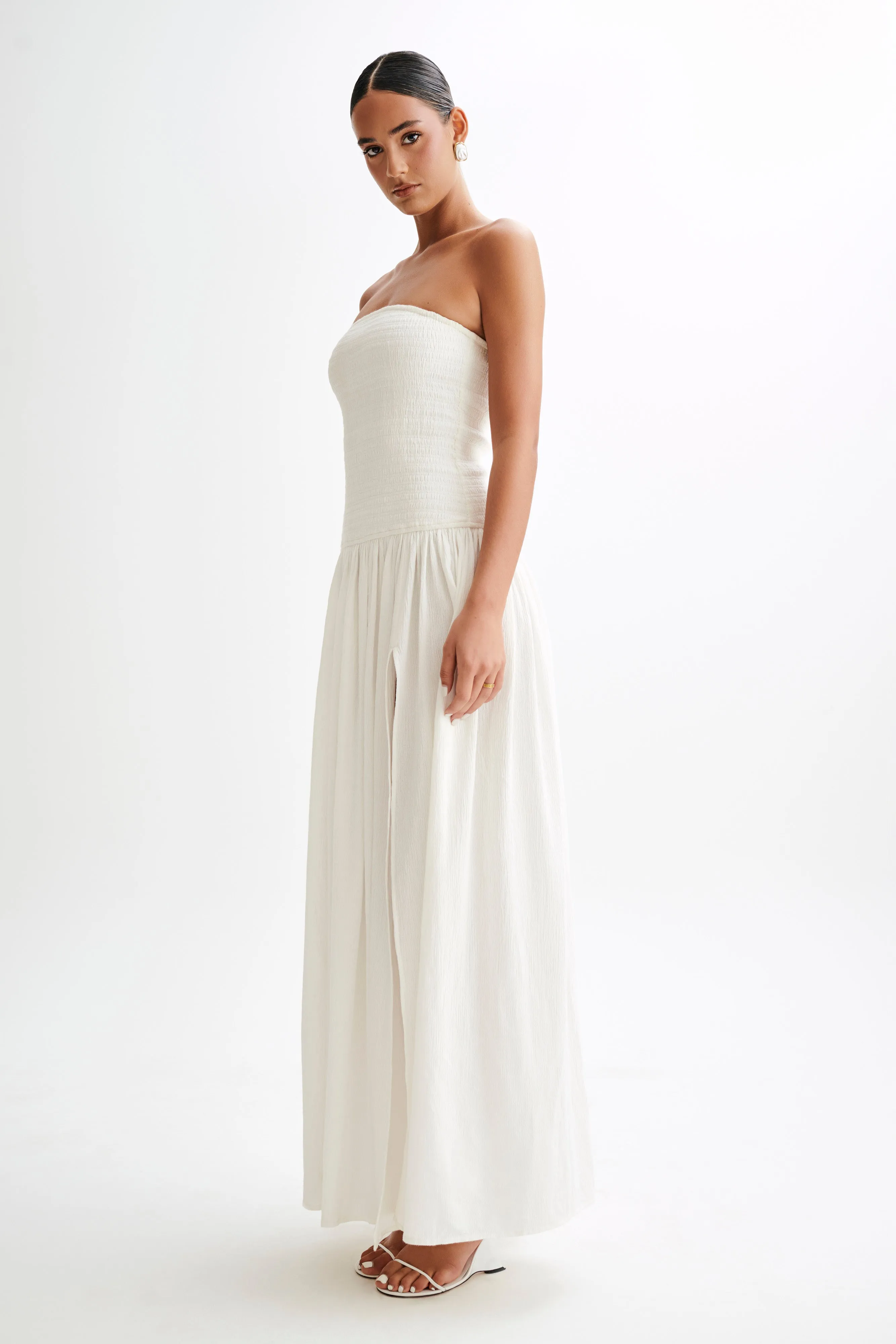 Maureen Cotton Shirring Maxi Dress - Ivory Seasonal piece Spring-Season