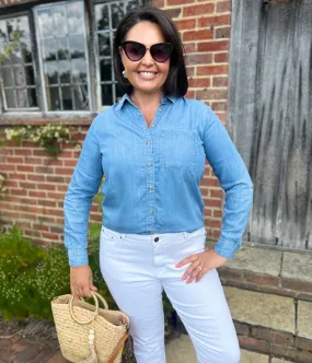 Blue Denim Lyocell Shirt CompactPackability MoistureWicking Fabric