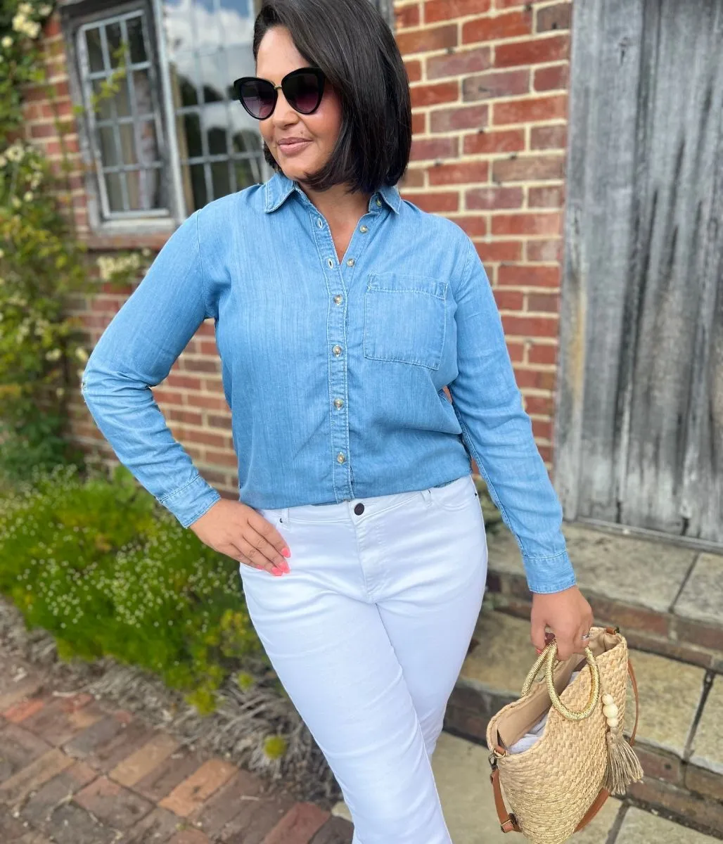 Inner Glow Fashion Footwear Blue Denim Lyocell Shirt