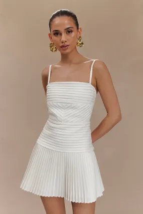 Rylee Multi Pleat Mini Dress - White Minimal Comfort Office Cool