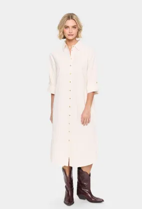 Relaxed and Effortless ZALINDA SHIRT DRESS (CREAM)