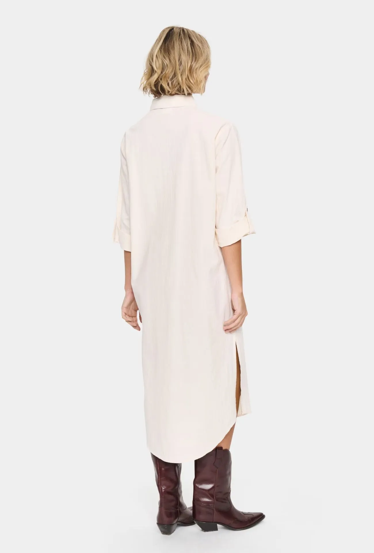 A Line Cut ZALINDA SHIRT DRESS (CREAM)