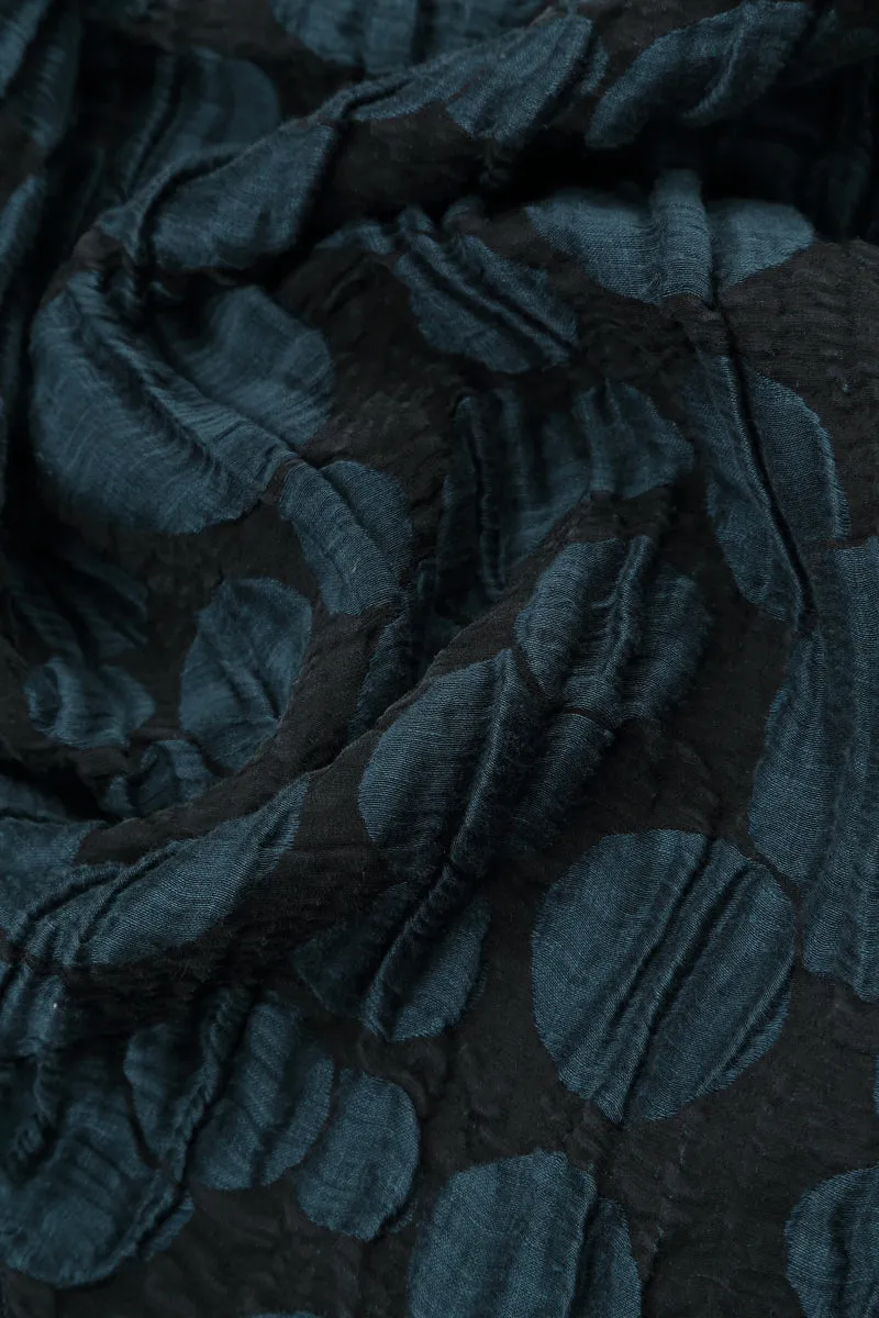 Seasonal Layering Design Detail Longer Back Midnight Blue Circle Silk Linen Skirt