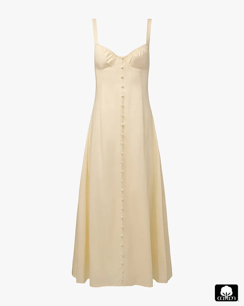 Ruched Cup Button Midi Dress Cool Movement