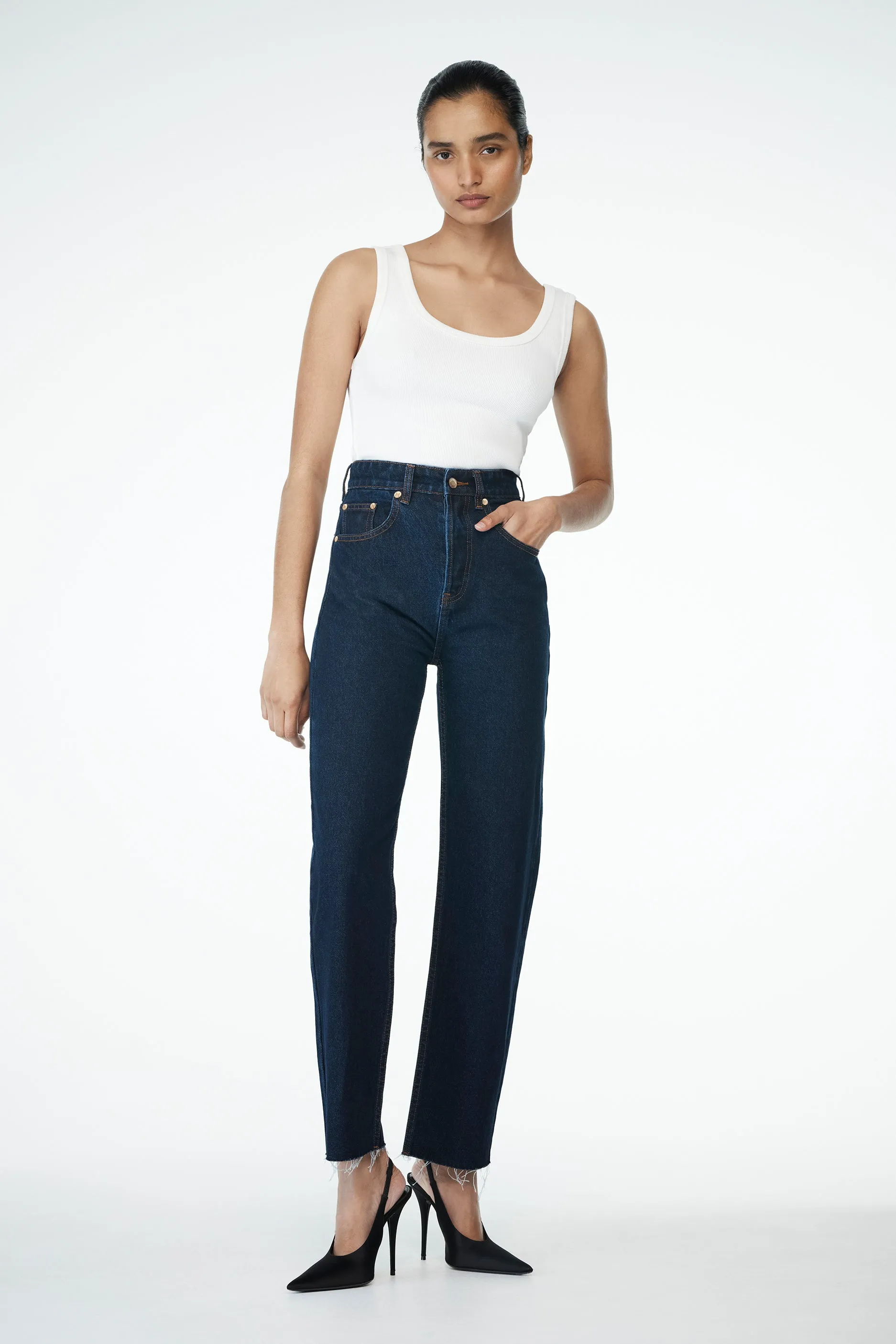 Tina Mom Jean - Indigo Blue Breathable wear