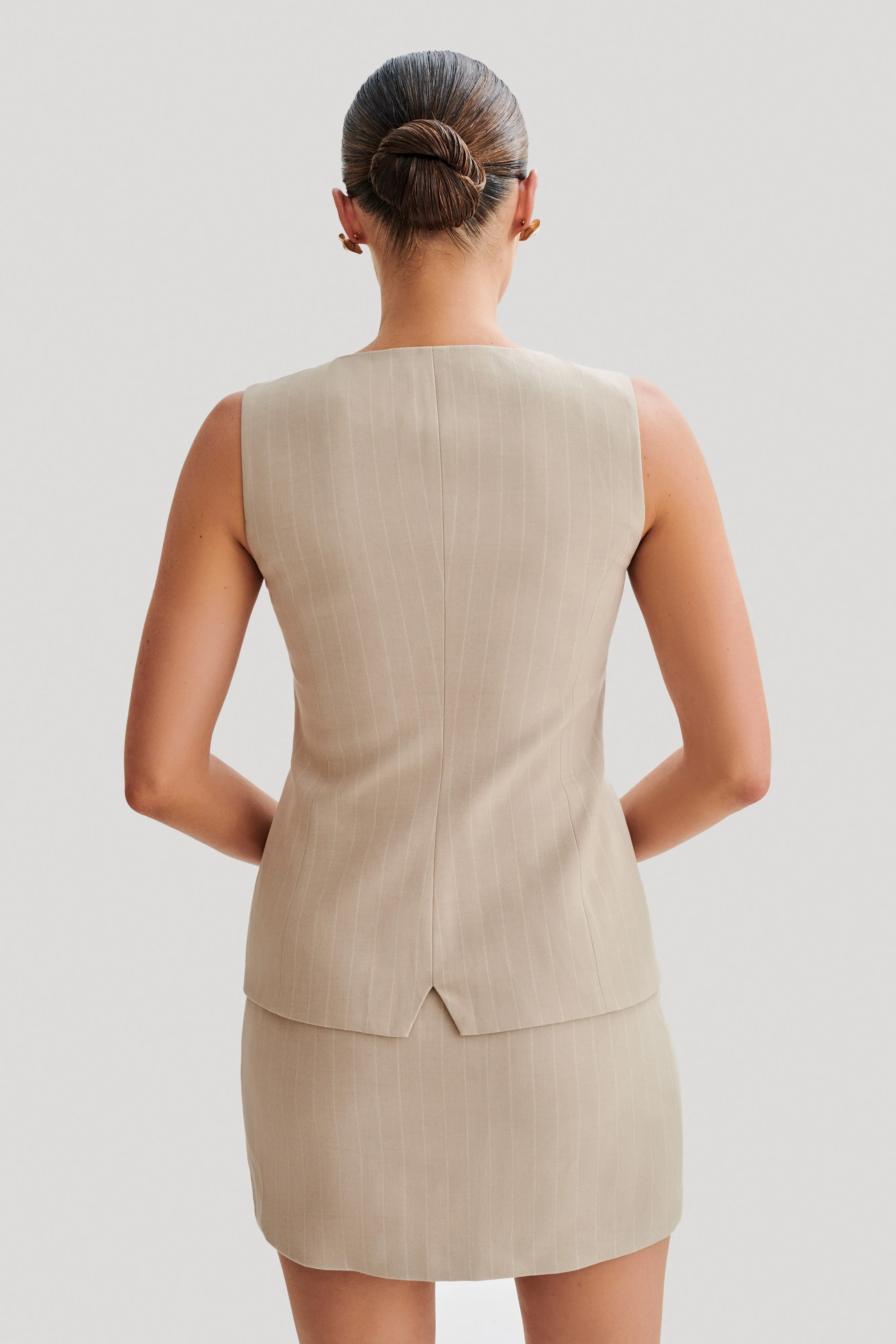 FlexFoamInserts Tracey Suiting Vest - Taupe Pinstripe