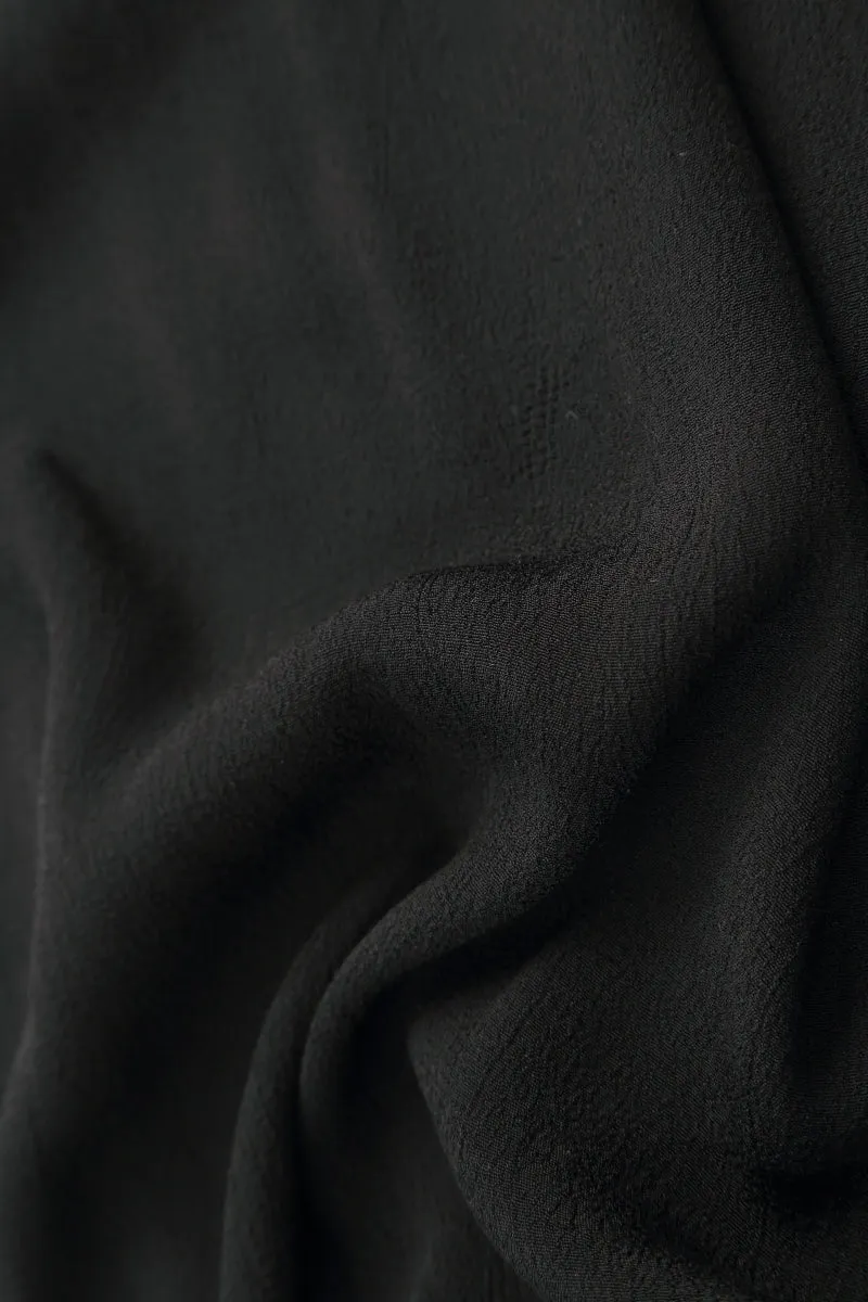 Wide Black Viscose Trousers Clean Cut