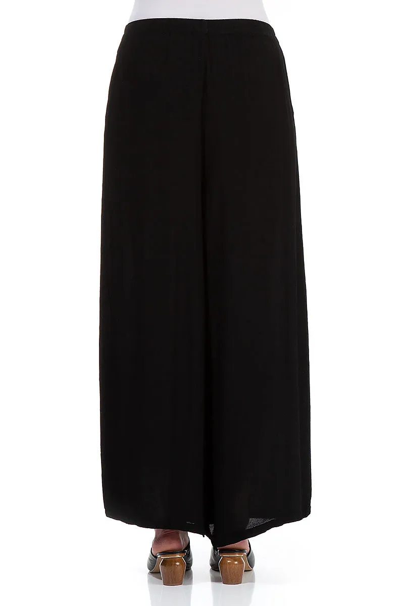 Wide Black Viscose Trousers Trendy Vibe
