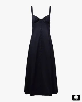 Ruched Cup Button Midi Dress Happy Fit
