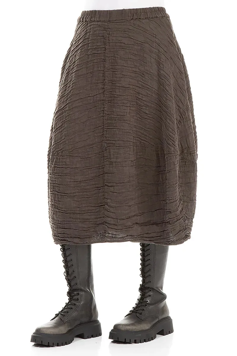 Photoshoot Ready Balloon Shape Crinkled Forest Brown Silk Linen Skirt