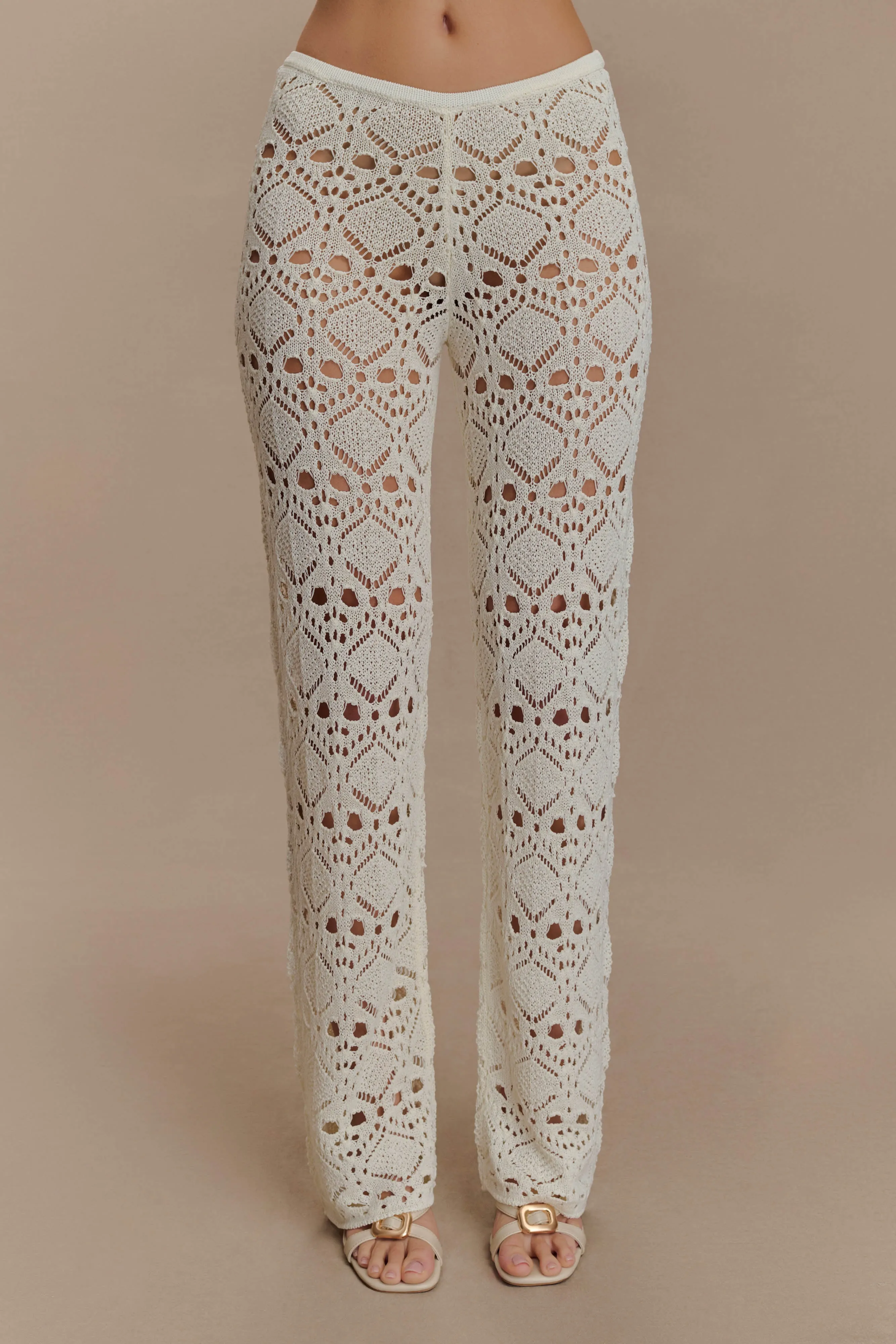 Soft Lines Trena Crochet Knit Pants - Ivory