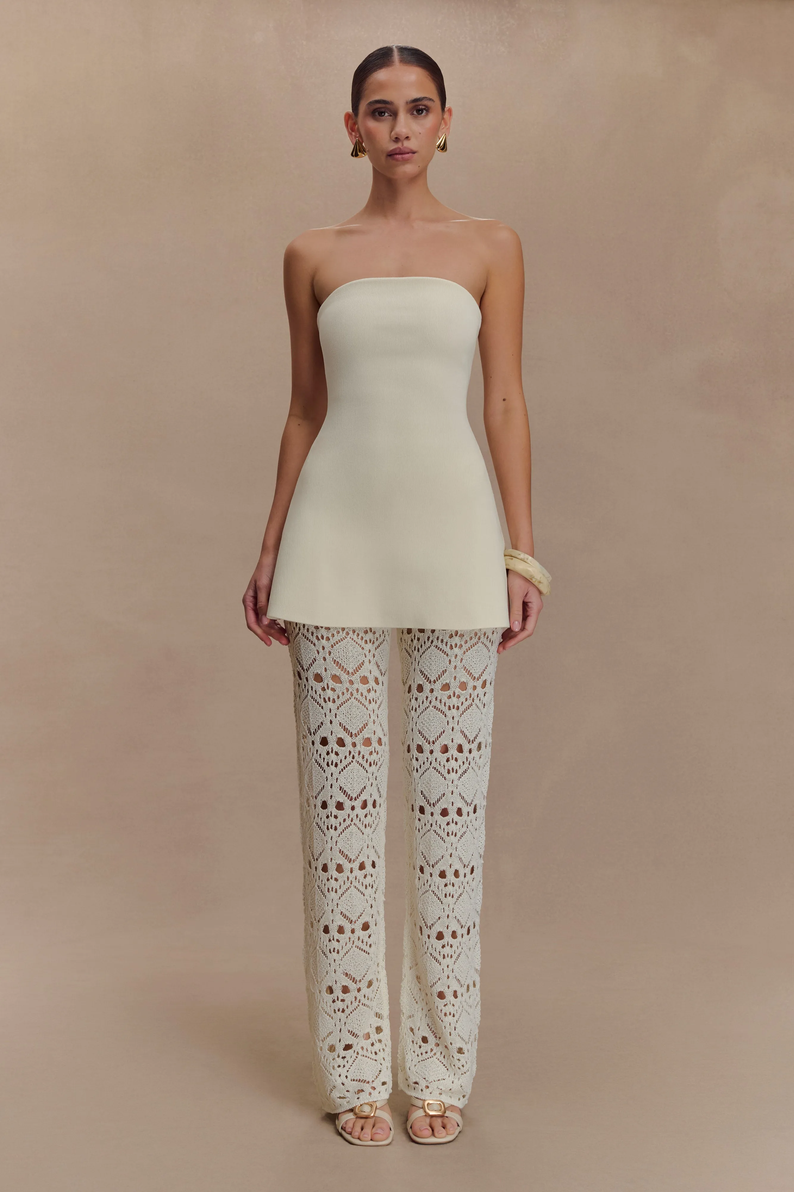 Trena Crochet Knit Pants - Ivory QuickReleaseFastenings
