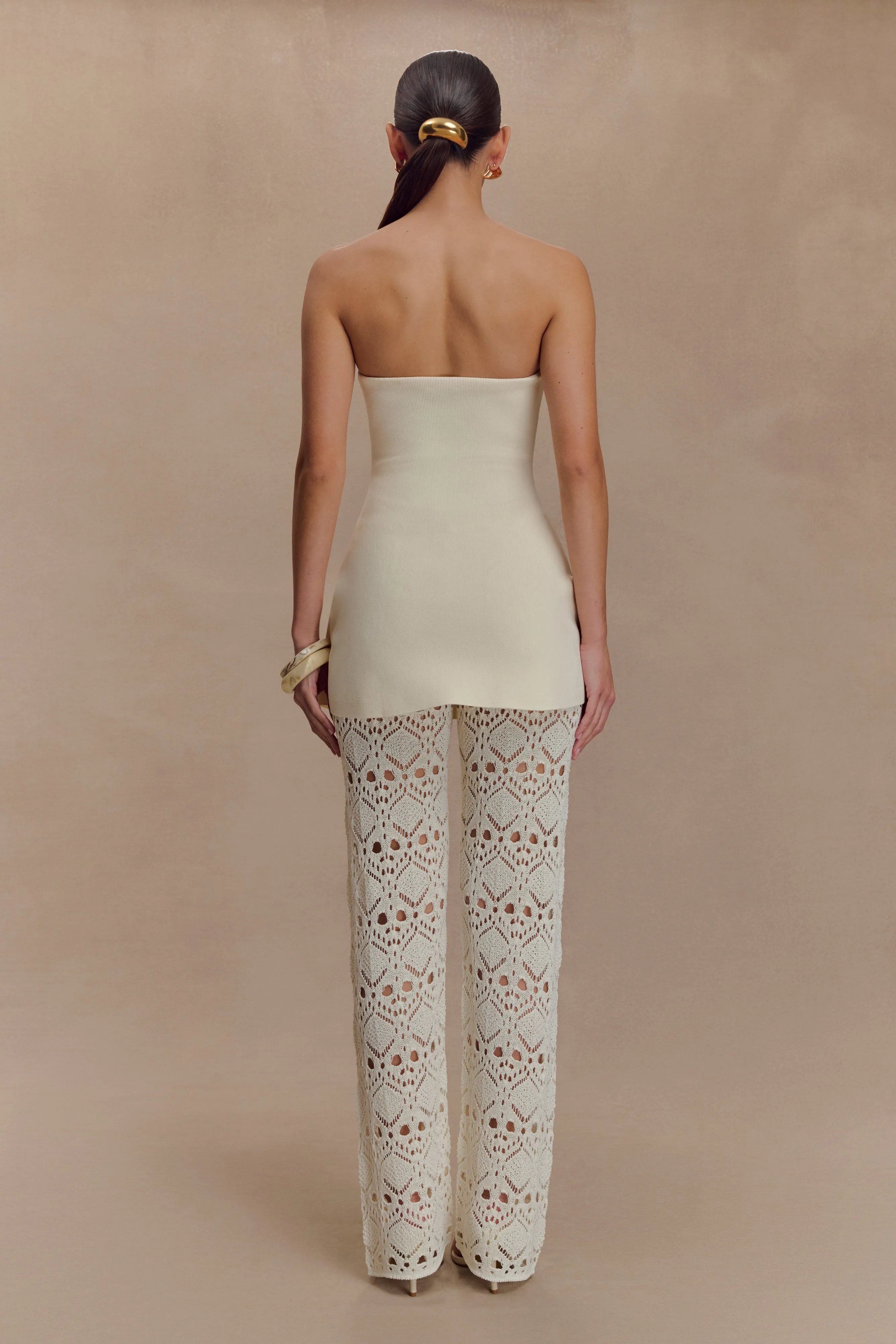 Rugged Comfort Trena Crochet Knit Pants - Ivory