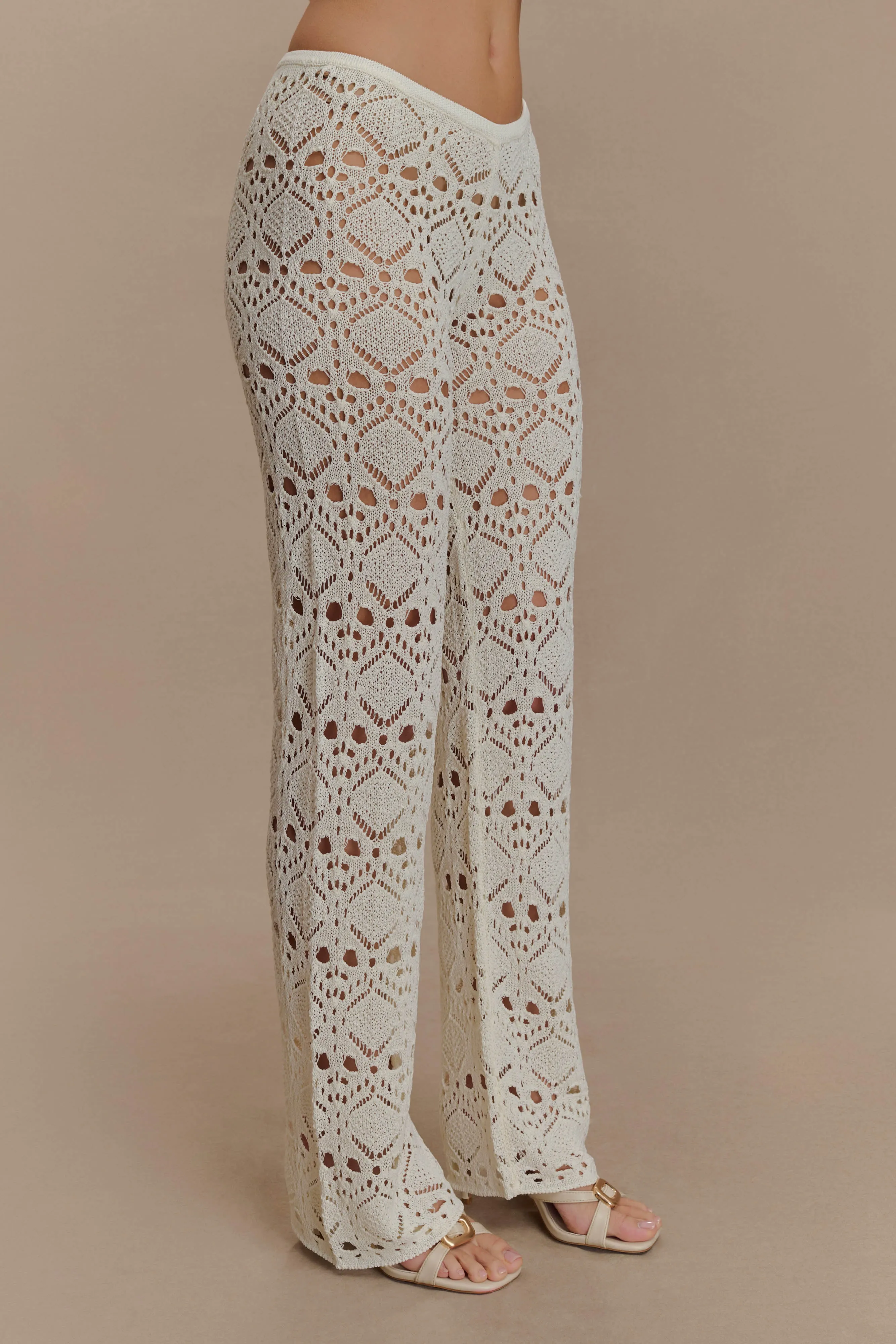 Trena Crochet Knit Pants - Ivory Breathable Motion