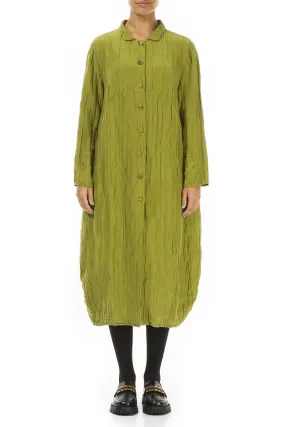 Balloon Crinkled Golden Lime Silk Linen Jacket Moisture Wicking Lining