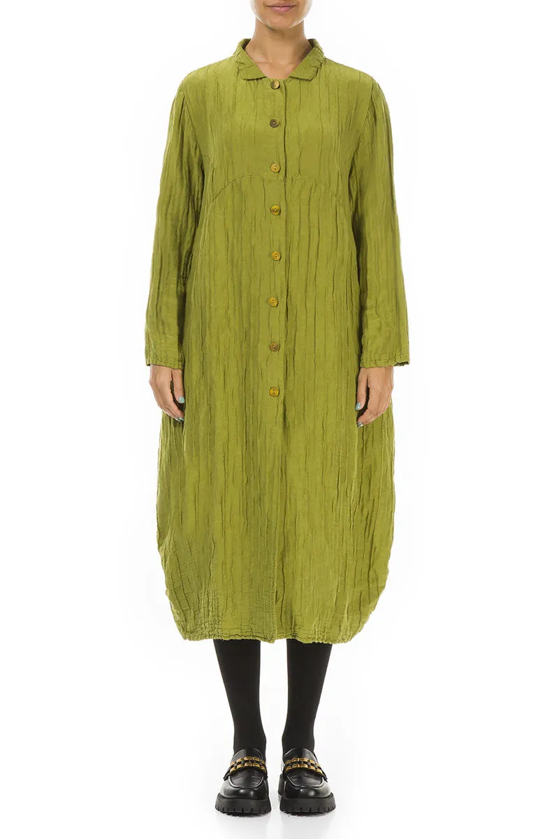 Balloon Crinkled Golden Lime Silk Linen Jacket Moisture Wicking Lining