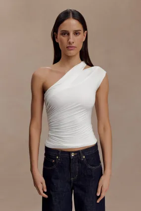 Anna One Shoulder Modal Top - White CrossBackDesign