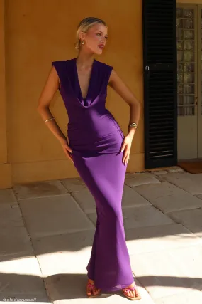 Polished Look Giulia Chiffon Draped Maxi Dress - Purple