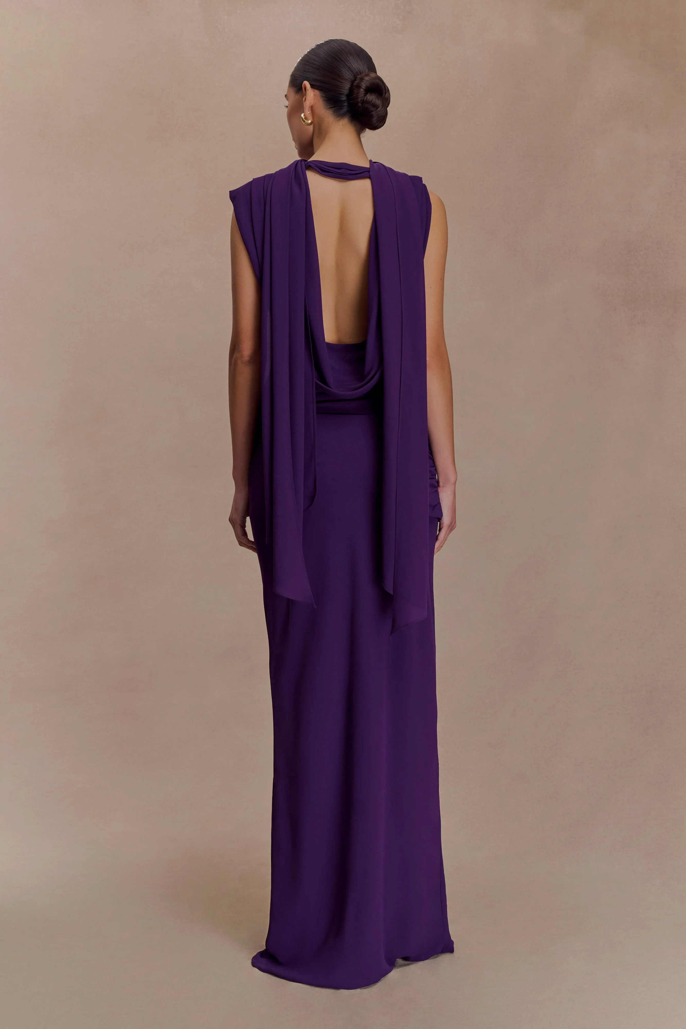 Giulia Chiffon Draped Maxi Dress - Purple Minimalist feel