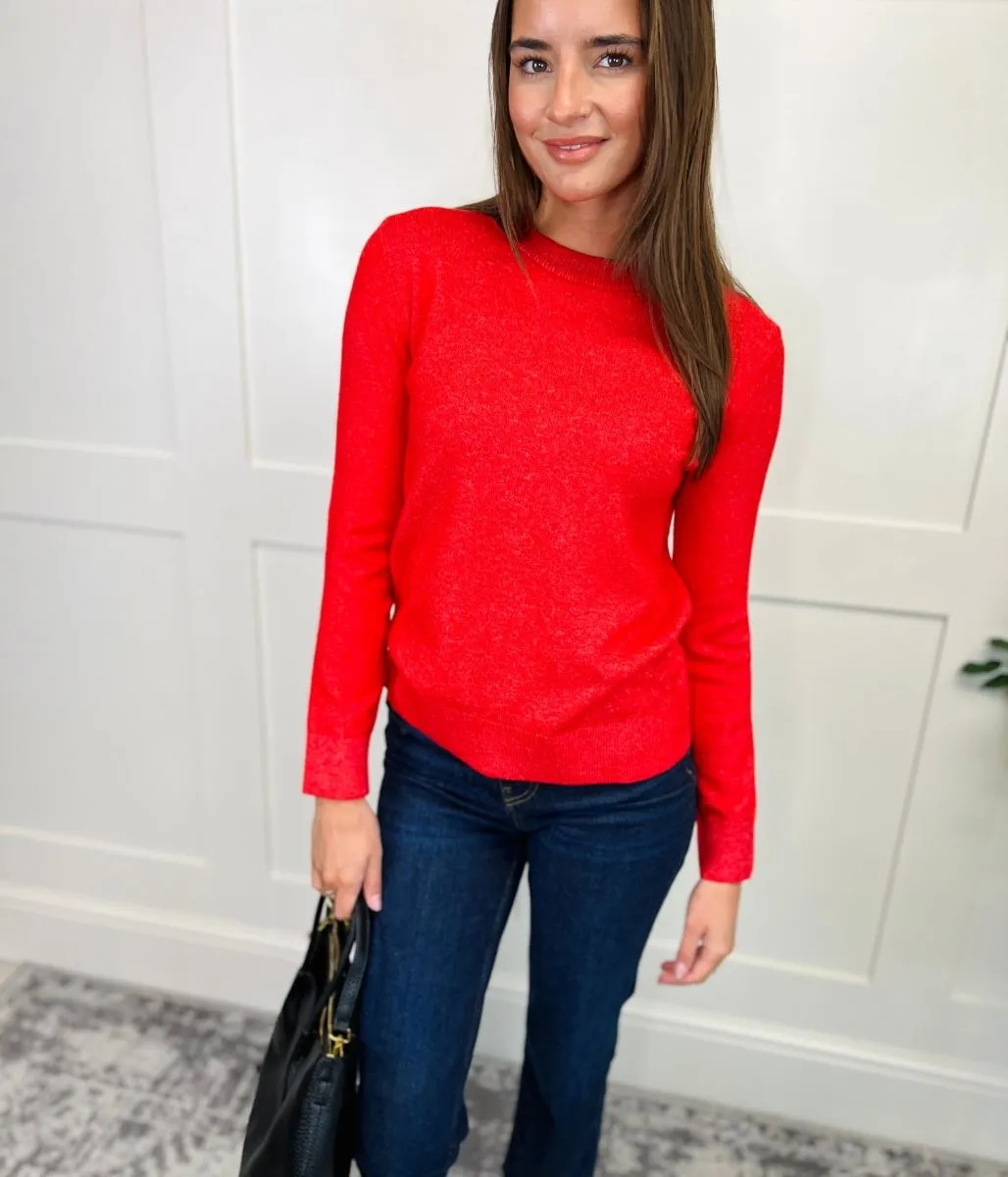 Fashionable Look Fade Resistant Textiles Red Recycled Blend Jumper