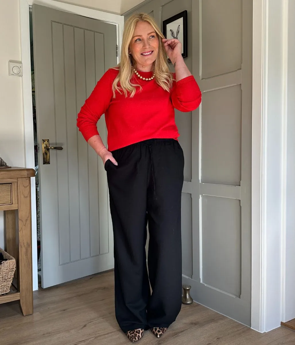 Red Recycled Blend Jumper Chilly Season Wear Perfect Knitwear