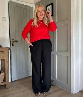 Red Recycled Blend Jumper Chilly Season Wear Perfect Knitwear