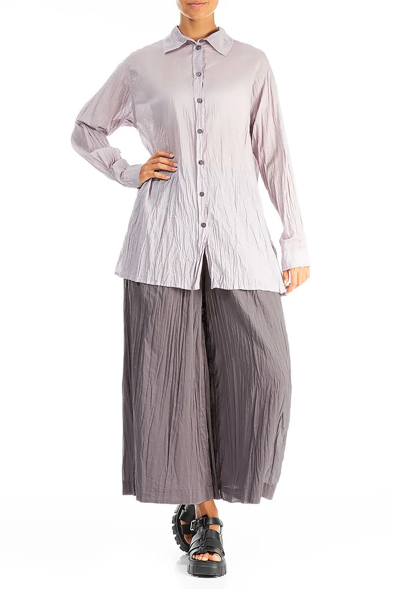 Breathable Stretch Wear Wide Truffle Crumpled Cotton Trousers