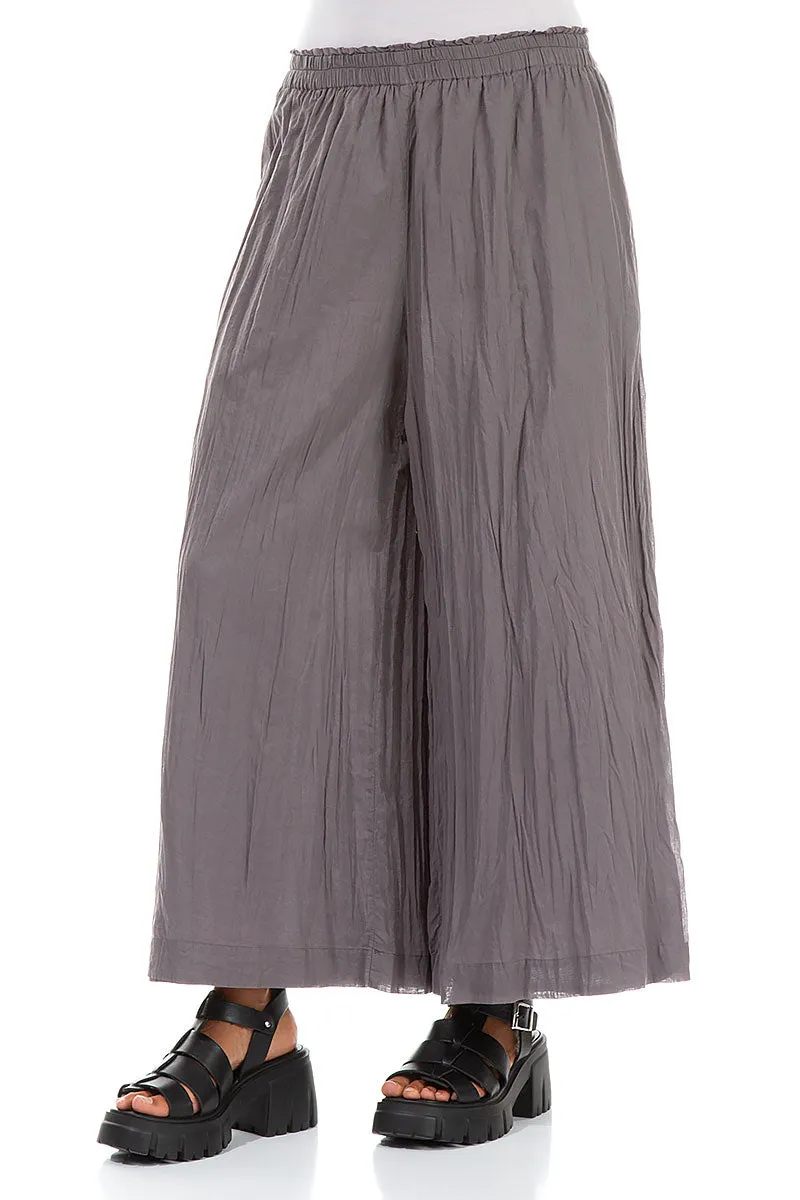 Wide Truffle Crumpled Cotton Trousers Non Restrictive